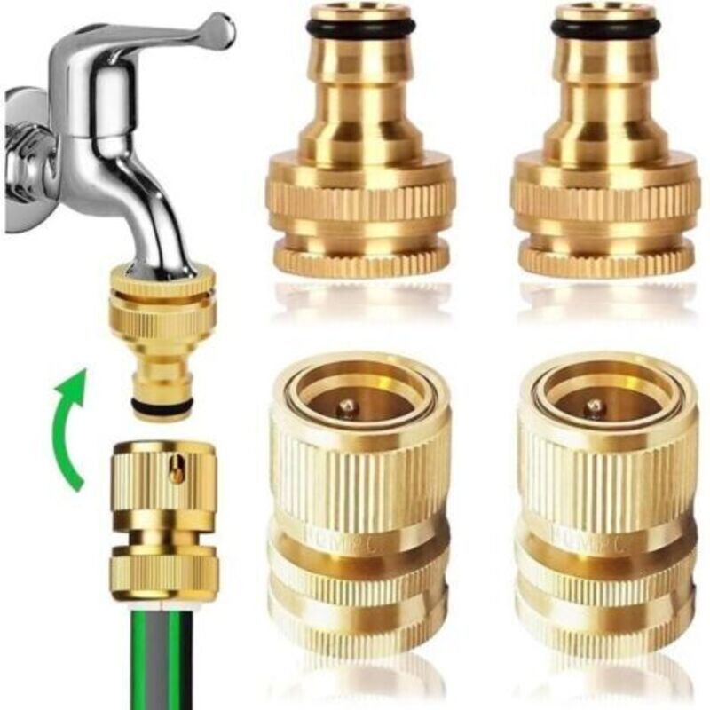 2er-set Gartenschläuche, 2-in-1, 1/2 Zoll Und 1,9 Cm, Mit Schnellkupplung Aus Messing, End-schnellverbinder Für Gartenschlauch, Anschlussset Für Küche, Garten Und Außenbereich