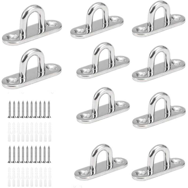 10 Stück U-förmige Schraubhaken, Deckenhaken Aus Edelstahl, Basis 15 X 45 Mm, Zum Aufhängen Von Gegenständen, Zubehör Für Boote, Zur Wand- Oder Deckenbefestigung