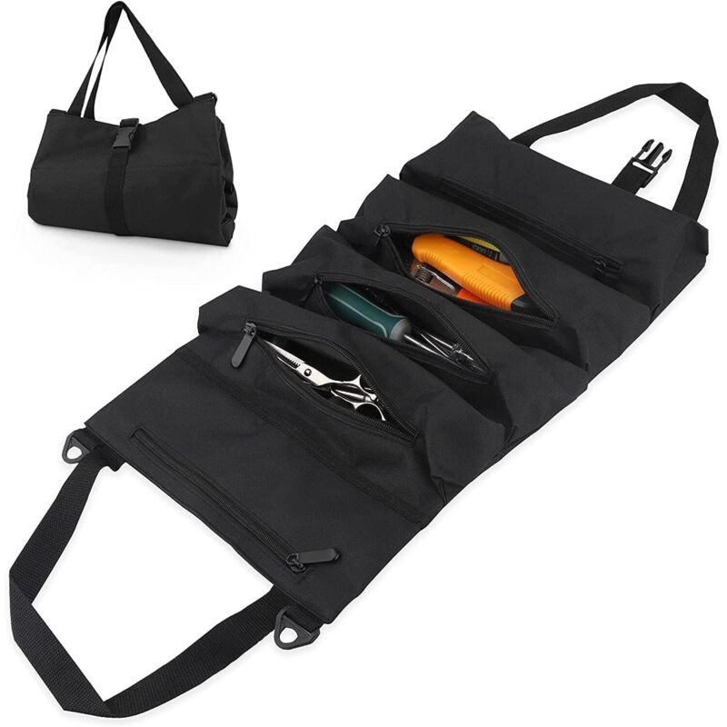 Multifunktionales Werkzeugset, Tragbare Aufrollbare Werkzeugtasche, Faltbare Werkzeugaufbewahrung, Werkzeugtasche Mit 5 Reißverschlusstaschen Für Elektriker, Klempner Oder Mechaniker.