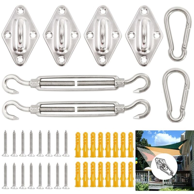 Befestigungsset Für Schattensegel, 40-teiliges Montageset Für Schattensegel, Zubehörset Aus Edelstahl 304, Befestigungsset Für Gartensegel