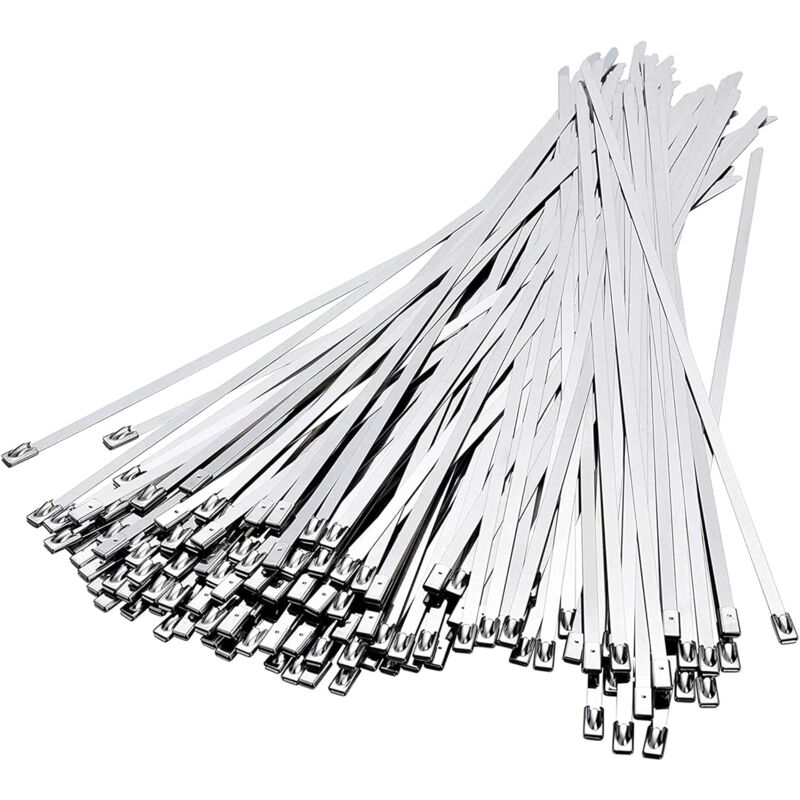 100 Edelstahl-kabelbinder 300 Mm × 4,6 Mm, Edelstahl-kabelbinder Für Abgaswicklung, Edelstahl-kabelbinder Zur Bündelung, Wartung Von Kabeln, Zaunvorhang