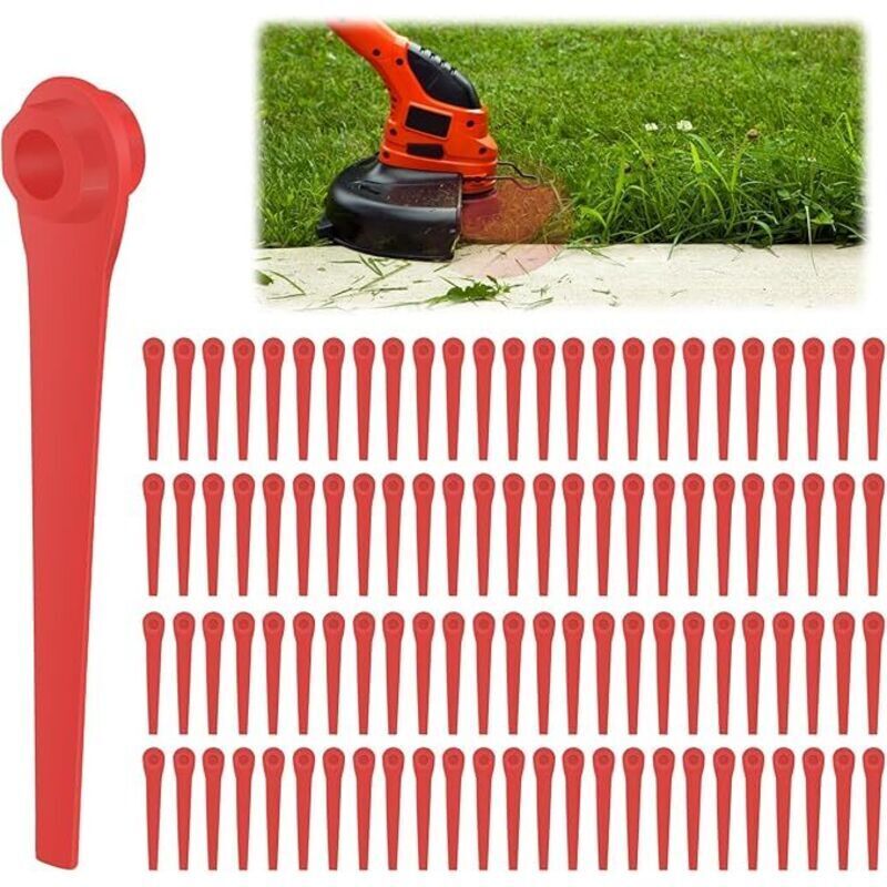 100 Stück Rasenmähklingen, Kantenschneidklingen Für Garten Und Rasen, Mäherzubehör, Ersatzklingen Aus Kunststoff Für Rasenmäher Und Freischneider, Kanten- Und Rasenschnitt