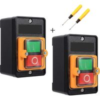 2 Stück Drucktastenschalter, Ac220v / 380v 10a Wasserdichter Einphasiger/dreiphasiger Leistungsschalter, Ein/aus-bedienelement Mit Gehäuse, Maschinenschalter