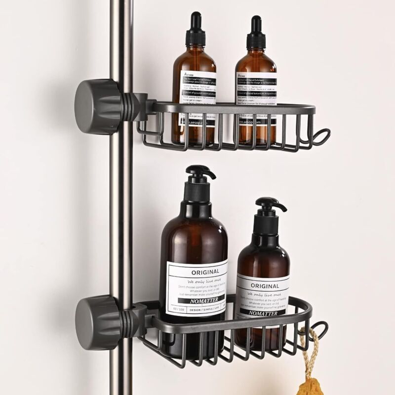2er-set Duschablagen Ohne Bohren, Duschseifenschale, Badezimmer-aufbewahrung Und Organisation Sowie Ablage Für Shampoo, Für Duschstangen Von 20 Bis 30 Mm