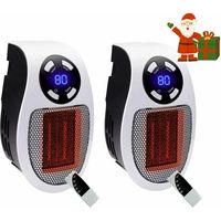 2 Stück 500 Watt Keramik-heizlüfter, Mini-heizlüfter, Sparsamer Tragbarer Steckdosen-heizlüfter Mit Thermostat Und Timer, Für Büro, Schlafzimmer, Wohnzimmer (weiß-a