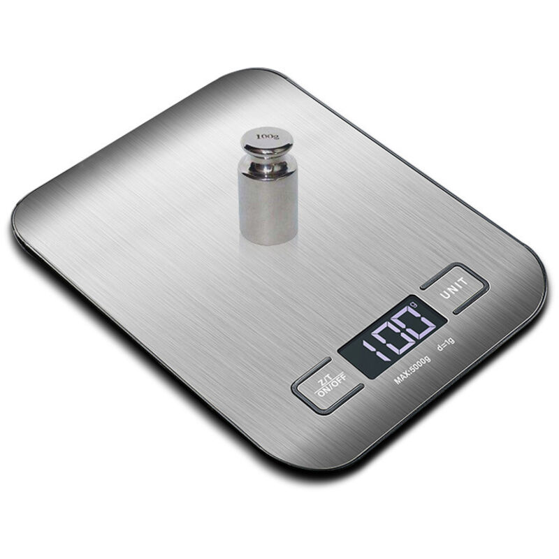 Präzise Elektronische Küchenwaage 10 Kg/1 G, Aus Edelstahl, Lebensmittelwaage Mit Lcd-display Und Tarafunktion, 6 Einheiten, Zum Wiegen Von Lebensmitteln Beim Kochen, Backen Und Mischen