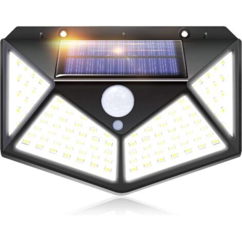 Iotses Solarleuchte Für Außen, 100 Leds, 2200 Mah, 3 Modi Mit Bewegungssensor, 270º Rundum, Wasserdichter Ip65-strahler Für Garten, Garage, Straße, Patio, Terrasse Usw. (1 Stück)
