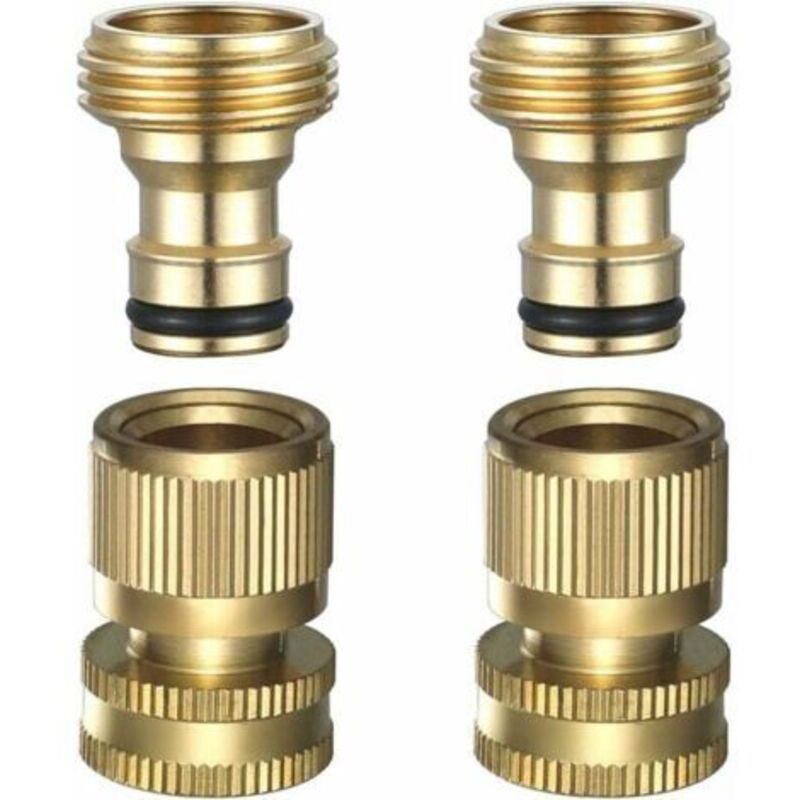 Schnellverschluss-gartenschlauch – Schnellkupplungen Für Gartenschläuche, Massiver Messing-wasserschlauch Mit Schnellkupplung, 3/4" Ght, 2 Sets