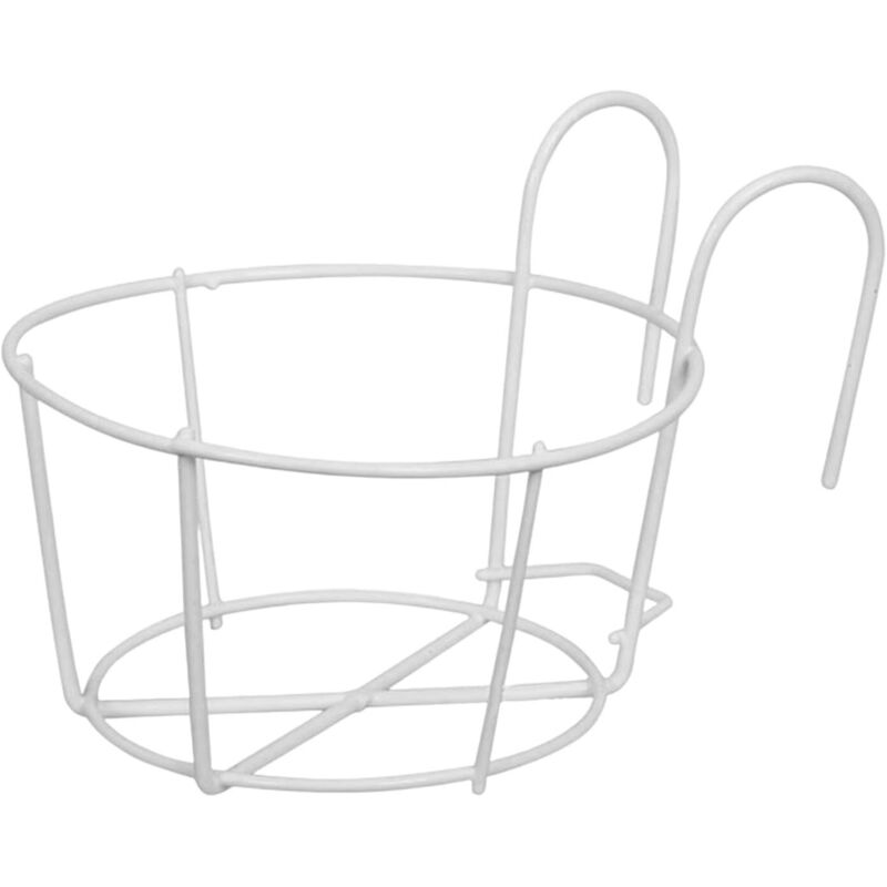 Geländer-blumenkasten, Runder Blumentopfhalter, Zaunregal, Behälter Aus Kunstschmiedeeisen, Hängende Körbe Aus Kunstschmiedeeisen, Halterung Für Außen, Balkon, Brücke, Veranda, Weiß, 12 Cm