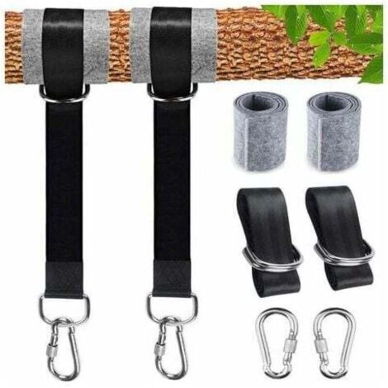 Hängematten-gurte, 2er-set Hängematten-aufhängung 2x150cm Ultra-beständig Mit D-ring Und Dickerem Kissen, Zwei Karabinerhaken, Max. Tragkraft 500kg Für Hängematte Und Gartenschaukel
