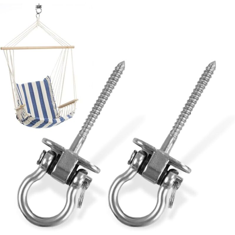 2 Stück Schraubhaken, Deckenhaken Aus Robustem 304 Edelstahl Für Innen- Und Außen-spielbereiche, Yoga, Hängematte, Seil, Schaukel, Hängesessel, Boxsack, Max. 450 Kg