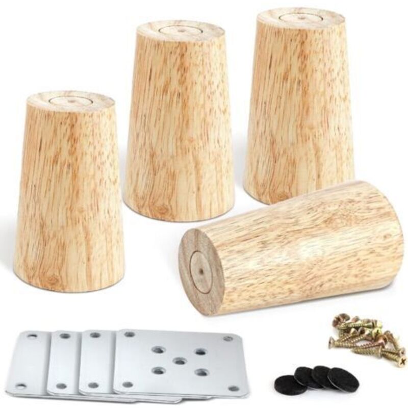 4er-set Möbelbeine Aus Holz, 8 Cm Ersatz-sofabeine, Tischbeine Für Couchtisch, Bett, Schrank, Bank, Tv-möbel, Kleiderschrank, Mit Zubehör (rechtwinkliges Design)