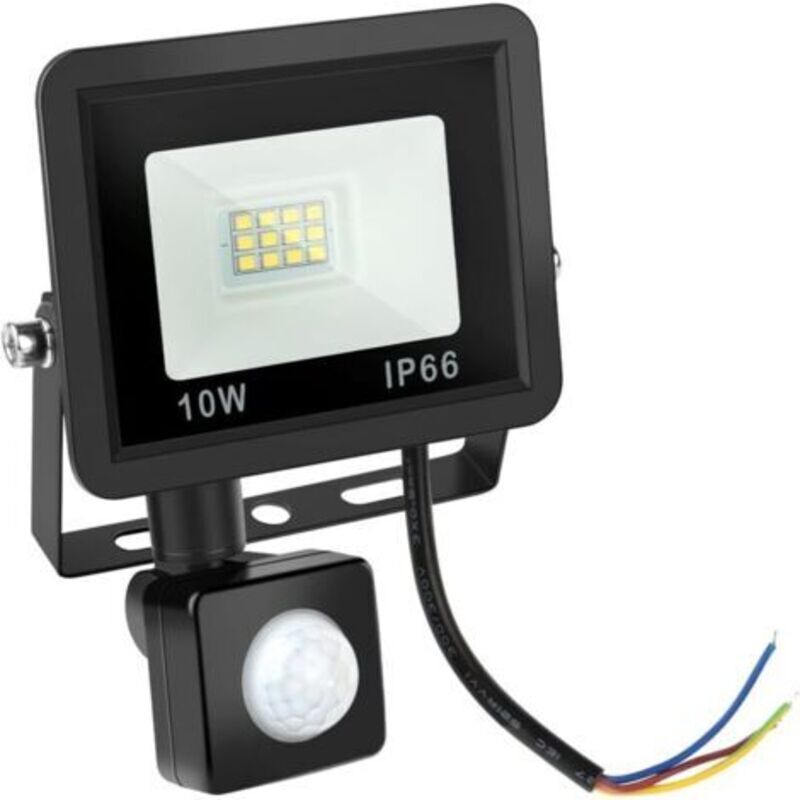 Led-außenstrahler 10w - 6500k Kaltweiß - Ip66 Wasserdicht Außenbeleuchtung Mit Bewegungsmelder, Garten, Terrasse, Garage