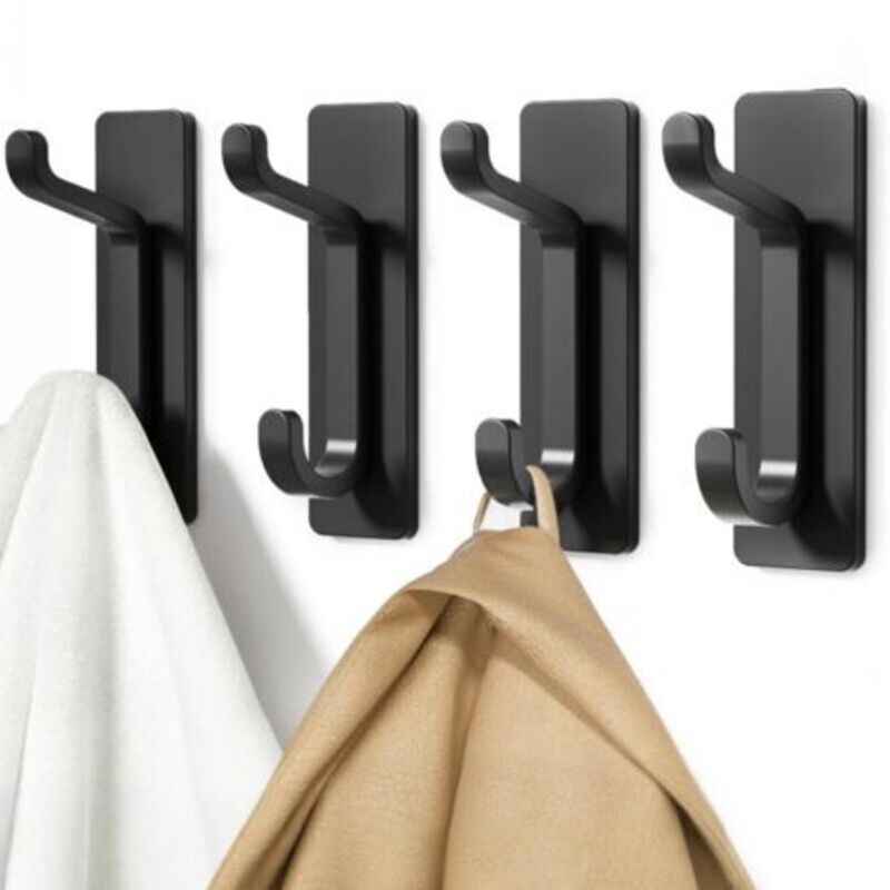 Wandkleber Haken, Handtuchhalter Badezimmer, Küchentuch Halter, Kleiderhaken Selbstklebend, Wandbefestigung Ohne Bohren, Wasserdicht, Rostfrei, Weiß, 6 Stück