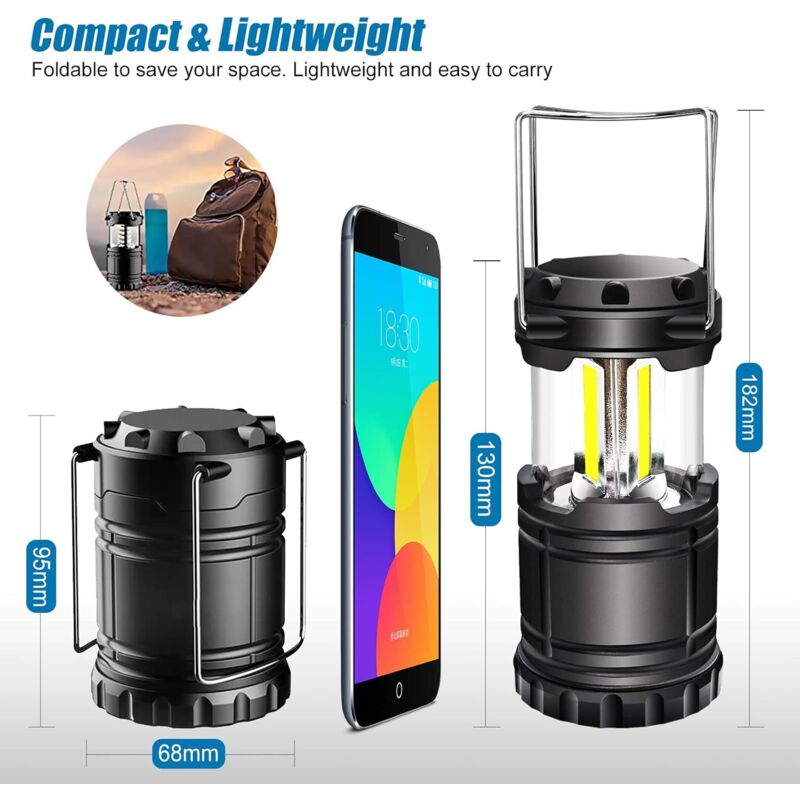 Led-campinglampe, Tragbare 350lm Campinglaterne Mit Metallgriff, Für Zelt, Camping, Wandern, Angeln, Höhlen Usw., 2 Stück [energieeffizienzklasse A+] Npterbl