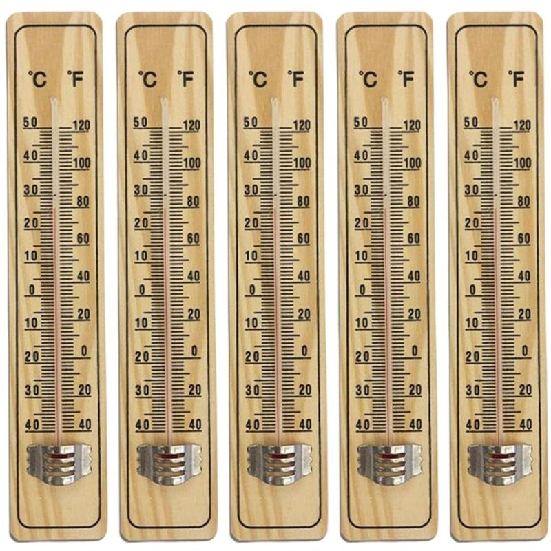 8 Stück Holzthermometer Für Innenräume, Holzthermometer Zur Messung Der Innen- Und Außentemperatur, Energiesparend, Thermometer Mit Skala In Grad Celsius Und Fahrenheit