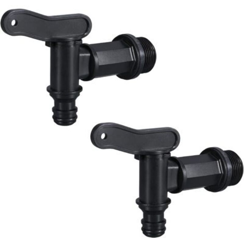 Kunststoff-wasserhahn Für Ibc-tank, Adapter Für Wasserbehälter, Schlauchanschluss Mit Dichtung, Kontermutter Und Hahnanschluss, 3/4" (2 Stück)