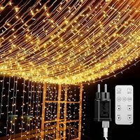 Äußere Lichtvorhang, 600 Led 100m Lichterkette Mit 8 Betriebsmodi, Vorhangbeleuchtung Zur Dekoration Für Schlafzimmer, Hochzeit, Weihnachten, Party, Warmweiß