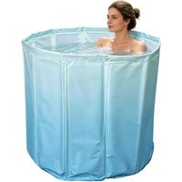 Faltbare Badewanne 70×65 Cm Für Erwachsene – Tiefe, Tragbare Badewanne Für Warmes Und Kaltes Wasser, Mit Ablaufschlauch Und Sitzkissen, Platzsparende Zusammenklappbare Badewanne Für Kleine Räume