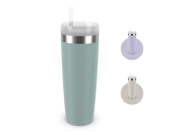 Emsa Isolierflasche Travel Mug Cool³, 3 Deckelpositionen, für gängige Autohalterungen, inkl. Strohhalm