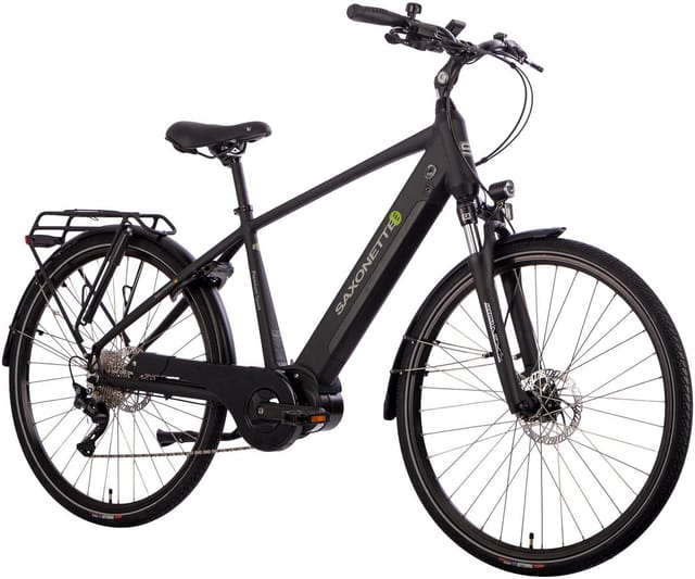 SAXONETTE E-Bike Trekkingrad Premium Sport (Diamant), 10 Gang, Kettenschaltung, Mittelmotor, 522 Wh, Pedelec, Elektrofahrrad für Herren