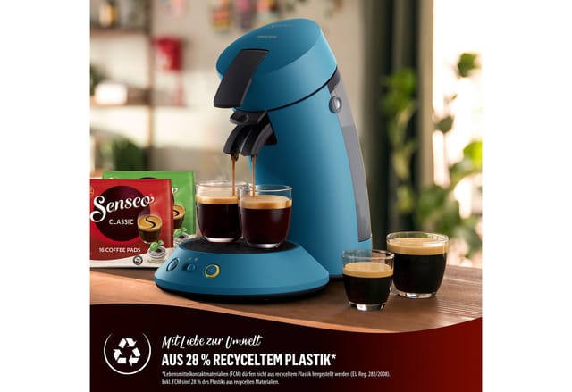 Philips Senseo Kaffeepadmaschine Original Plus CSA210/00, mit zwei Kaffee-Einstellungen, aus 28% rec. Plastik