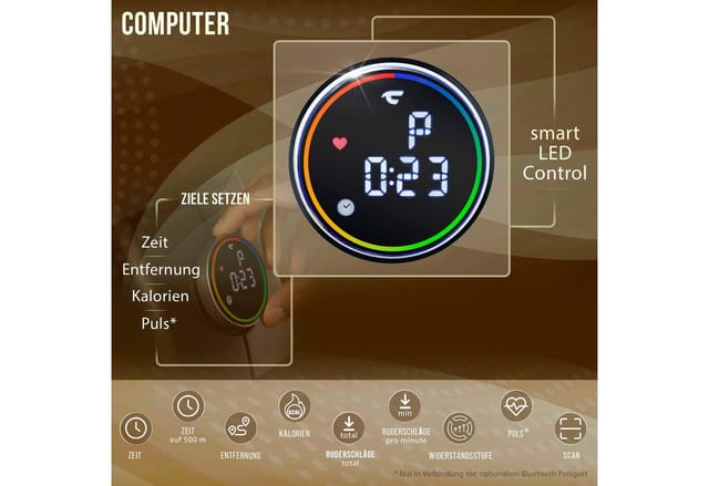 Christopeit Sport® Ruderzugmaschine Vico (150 kg max. Benutzergewicht, Kinomap-App kompatibel, Sport), Rudermaschine, klappbar