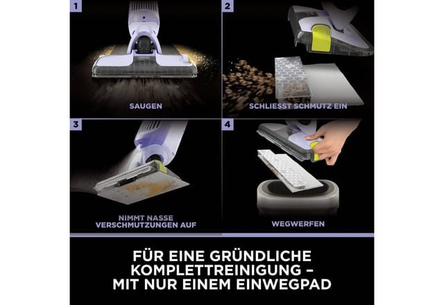 Shark Nass-Trocken-Akkusauger Shark VacMop 2-in-1 kabelloser Staubsauger/Sprühmopp VM200EUPL, beutellos, VOLLSTÄNDIGE REINIGUNG MIT EINEM EINZIGEN EINWEGPAD, kabellos, leicht