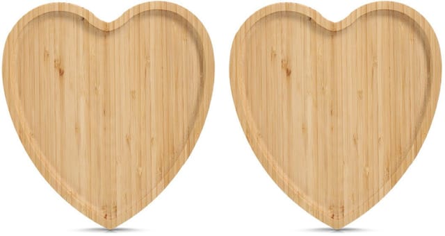 Zeller Present Servierbrett Serviertablett "Herz", Bambus, 100% FSC, 2-tlg., Bambus, (Set, 2-St), Dekotablett, natürliches Material