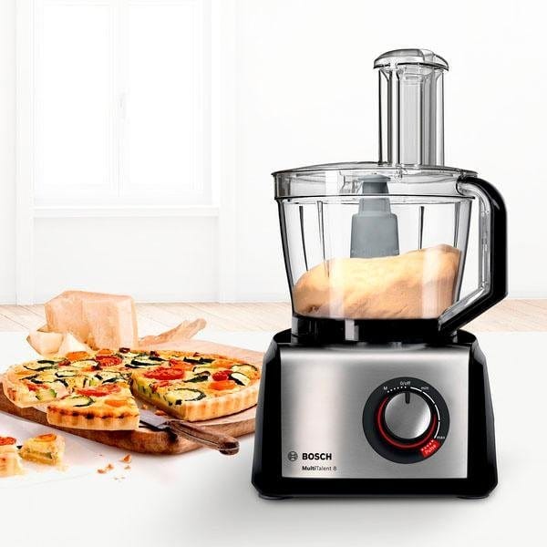 BOSCH Kompakt-Küchenmaschine MultiTalent 8 MC812M865, 1250 W, 3,9 l Schüssel, Mixer 1,5 L, Universalmesser, Wendescheibe, Würfelschneider, schwarz