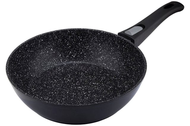 RESTO Kitchenware Bratpfanne Aries, tiefe Wokpfanne mit vierschichtiger Marmor-Antihaftbeschichtung, Aluminium (1-tlg), mit einem abnehmbaren Griff - backofenfest, spülmaschinenfest