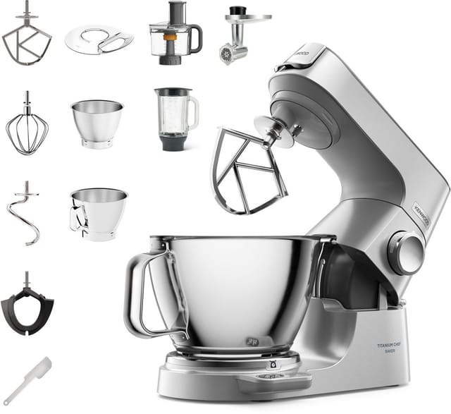 KENWOOD Küchenmaschine Titanium Chef Baker KVC85.594SI, 1200 W, 5 l Schüssel, inkl. umfangreiches Zubehör, mit integrierter EasyWeigh Waage