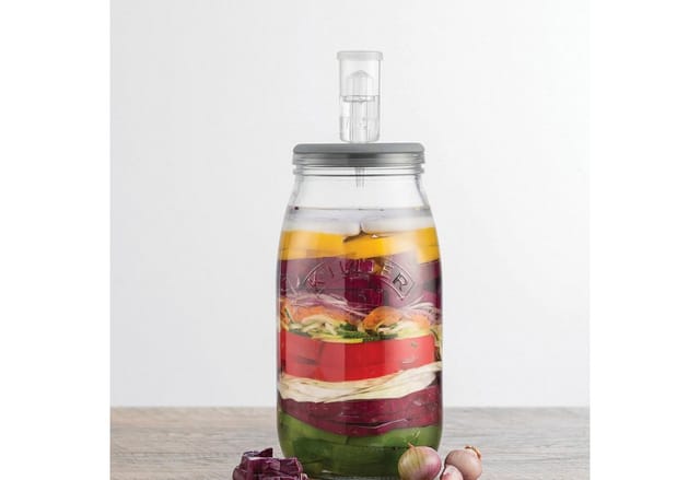 KILNER Fermentationsglas, Glas, Keramik, Silikon, (1-tlg), zum Fermentieren, 3 Liter, mit Rezeptbuch