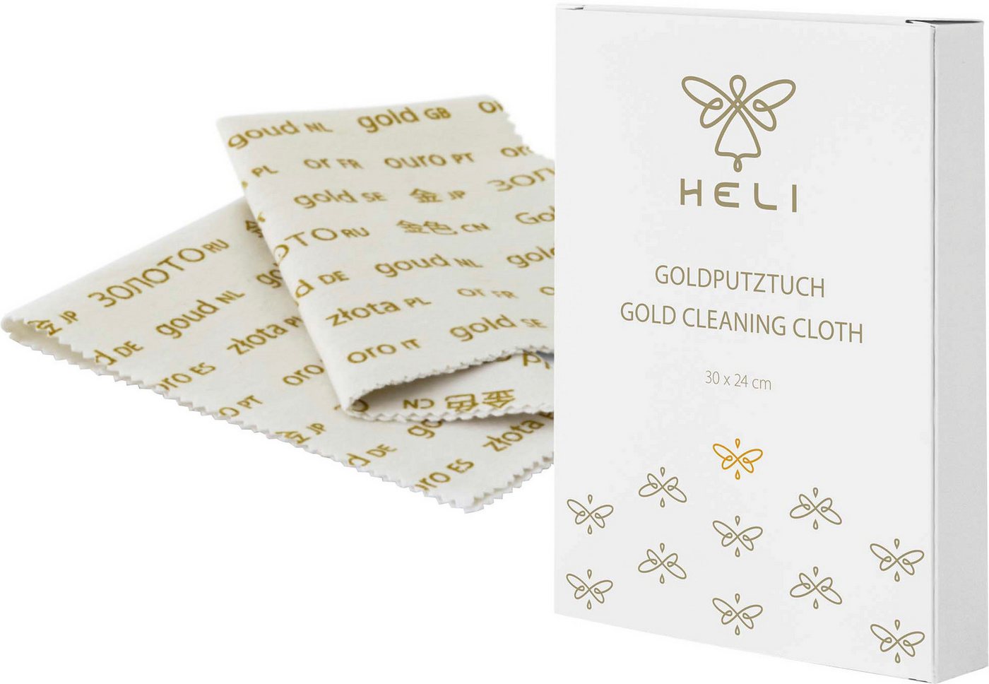 HELI Schmuck Geschenk Schmuckpflege Gold-Putztuch für Goldschmuck Reinigungstuch (Baumwolle, 30x24 cm, 1-tlg)