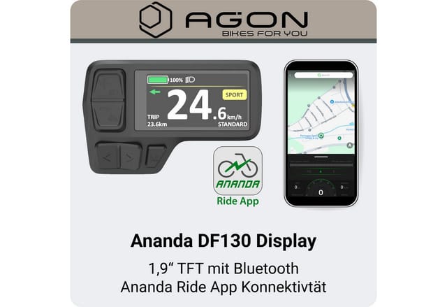 AGON E-Bike Mountainbike Alpha, 10 Gang Deore SGS T6000 Schaltwerk, Kettenschaltung, Heckmotor, 540 Wh, Pedelec, Elektrofahrrad für Damen u. Herren, MTB