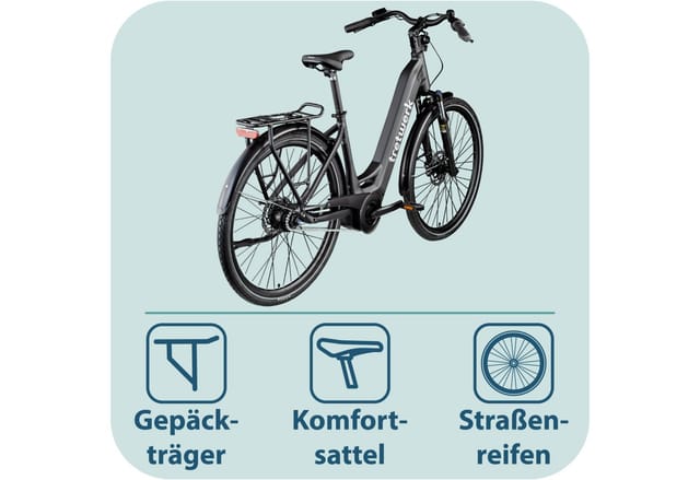 Tretwerk E-Bike Cityrad Amber Nexus, 8 Gang, Nabenschaltung, Mittelmotor, 550 Wh, Tretwerk Amber Nexus E Bike Damen 28 Zoll Elektrofahrrad 155 - 185cm