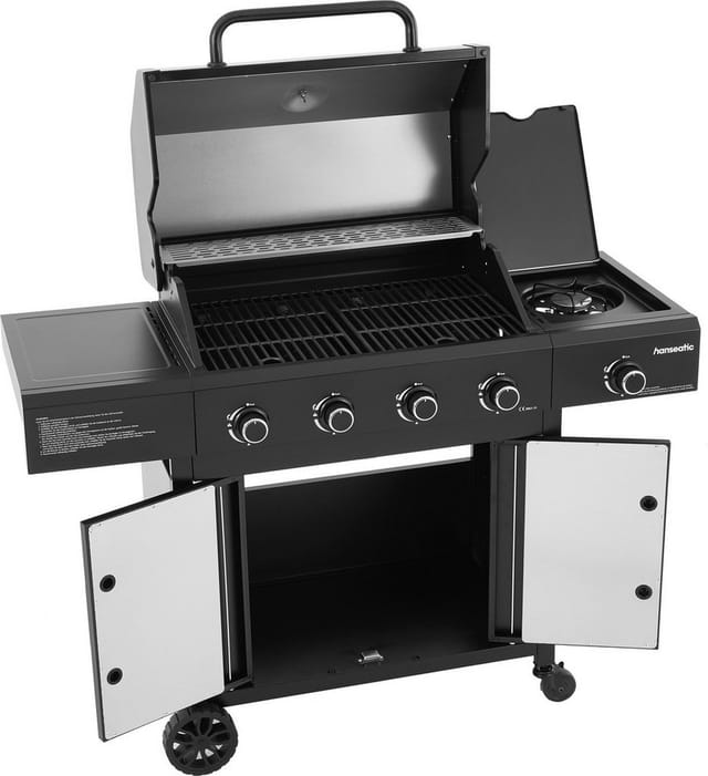 Hanseatic Gasgrill 4-Brenner Rockford Black, BxTxH: 112x113x59cm, mit 2 Grillrosten