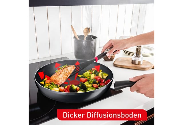 Tefal Bratpfanne Hard Titanium Essential, Titanium Antihaftversiegelung, Aluminium, kompatibel mit Gas-/Elektro-/Keramikherden, nicht induktionsgeeignet