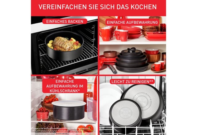 Tefal Pfannen-Set Ingenio Unlimited, Pfannenset abnehmbarer Griff, Antihaftversiegelung, Aluminium (Set, 3-tlg., 2x Pfannen Ø 22/26 cm, 1x abnehmbarer Griff, Made in France), stapelbar, platzsparend, einfache Reinigung, Induktion, L76390