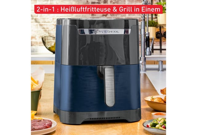 Tefal Heißluftfritteuse Easy Fry & Grill EY8014 XXL, 2-in-1 Heissluftfritteuse & Grill, 8 Programme, 1830 W, XXL-Fassungsvermögen oder 2 separate Zonen, Flexcook-Trennwand
