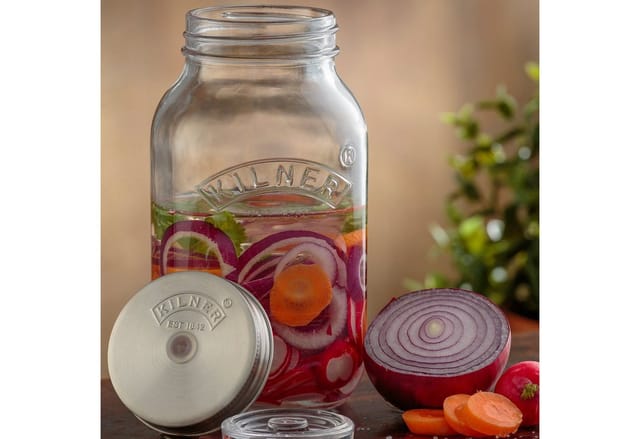 KILNER Aufbewahrungssystem, Glas, (Set, 2-tlg), (Fermentier-Set), zum Konservieren von Gemüse á 1 Liter