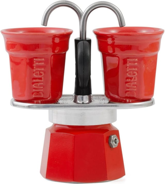 BIALETTI Espressokocher, 0,09l Kaffeekanne, (1 Espressokocher Mini Express + 2 Espressobecher, 90 ml)