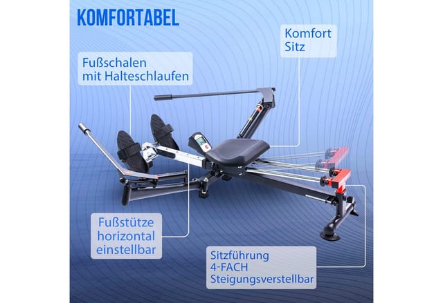Christopeit Sport® Rudergerät Accord NEU (120 kg max. Benutzergewicht, Sport), Rudermaschine, Hydraulikzylinder, klappbar
