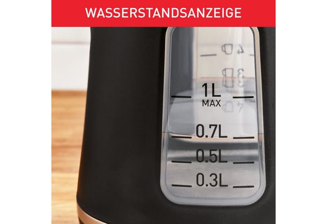 Tefal Wasserkocher KI5338 Includeo, 1 l, 2400 W, Anti-Rutsch-Griff, Wasserstandsanzeige, herausnehmbarer Filter