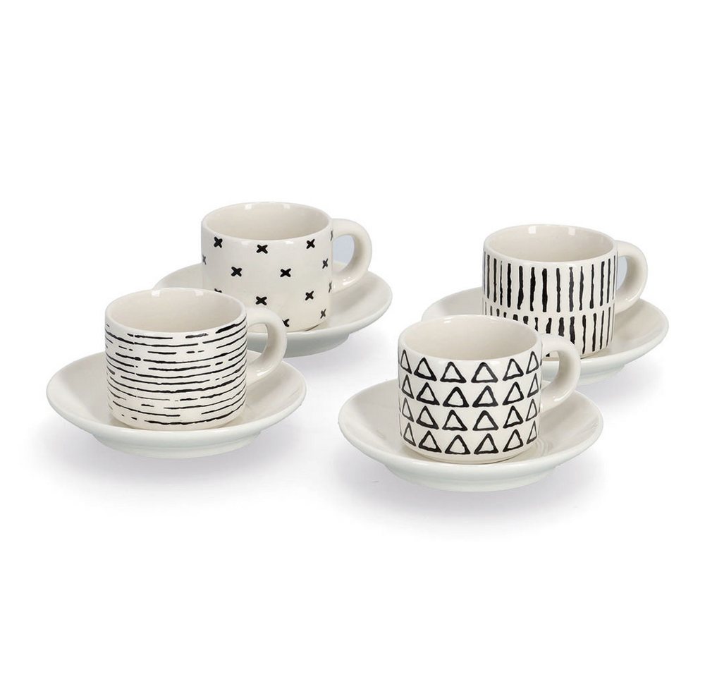 Zeller Present Espressotasse, 8-tlg., Keramik, 8-teilig (4 Tassen/4 Untertassen)