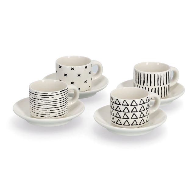 Zeller Present Espressotasse, 8-tlg., Keramik, 8-teilig (4 Tassen/4 Untertassen)