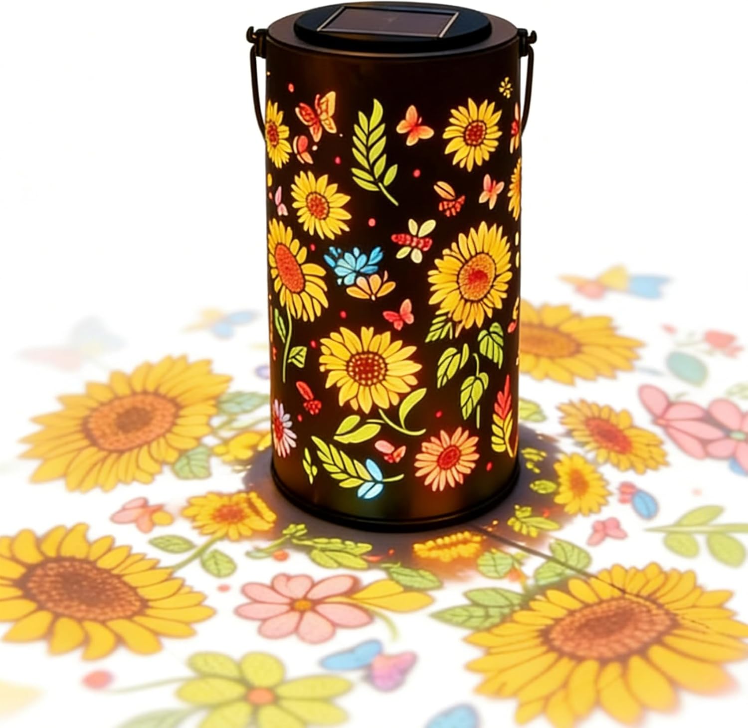 Bunte Sonnenblumen-gartenleuchten, Wasserdichte Sonnenblumen-außenleuchten, Solar-hängelaterne Für Terrasse, Garten Oder Einfahrt...