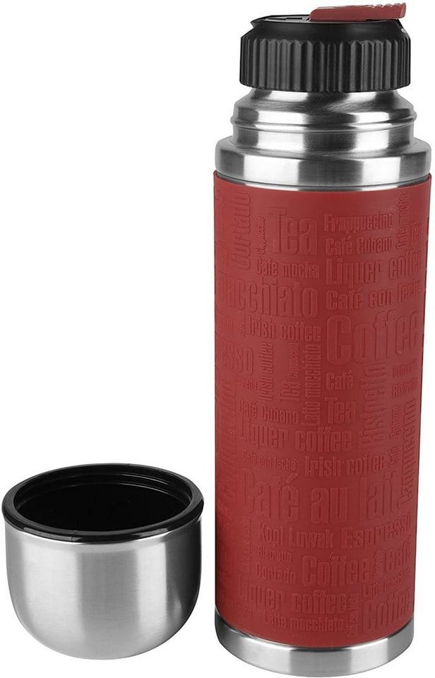 Emsa Thermoflasche Senator Sleeve, Silikonmanschette, Safe Loc Verschluss, dicht, 12h heiß, 24h kalt