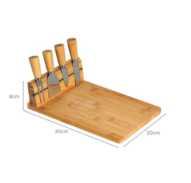 KESPER® Käsebrett, Bambus, Edelstahl, (Set, 4-St), mit Besteck