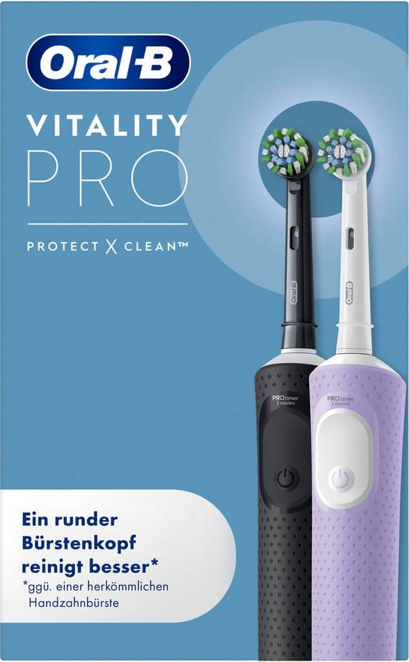 Oral-B Elektrische Zahnbürste Vitality Pro, Aufsteckbürsten: 2 St., 3 Putzmodi, Doppelpack